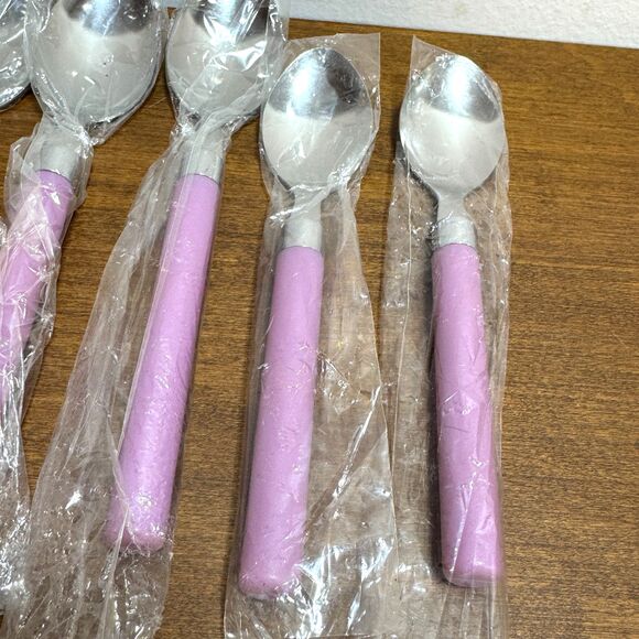 Lilac Purple Utensils Forks Knives Spoons Table and Teaspoons Set of 14 - Picture 5 of 7